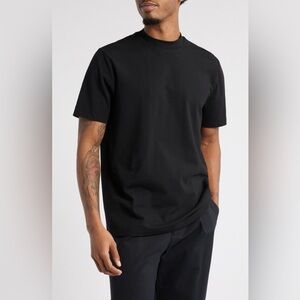 Open Edit Mock Neck T-shirt Tee Black XL classy dressy organic cotton designer